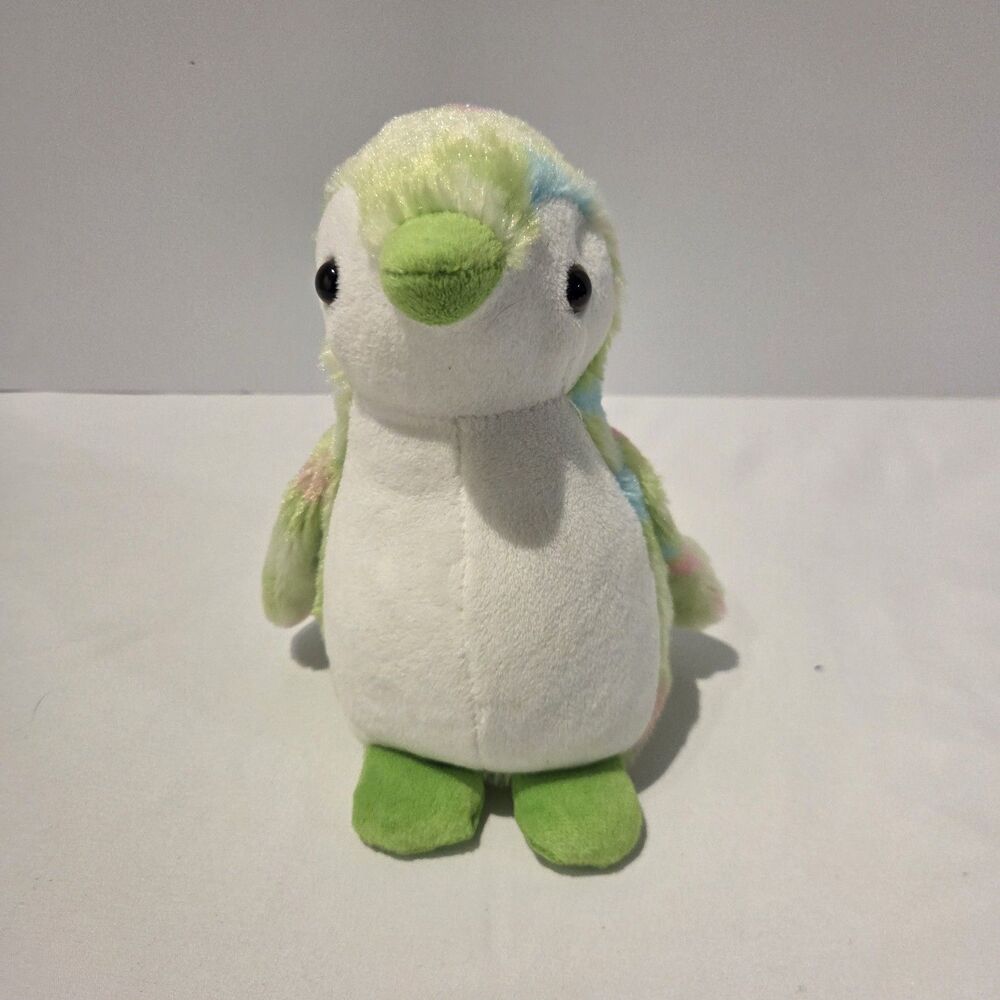 Rare Wishpets Perry The Penguin Green Tie-Dye Pink Blue Soft Plushy Htf